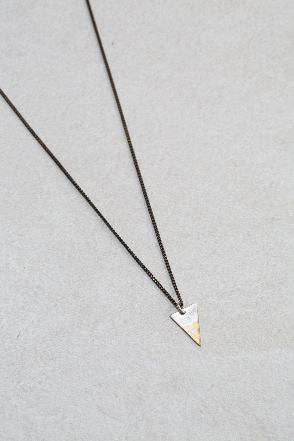 Small Triangle Pendant Necklace | Unisex Mixed Metals Silver & Brass