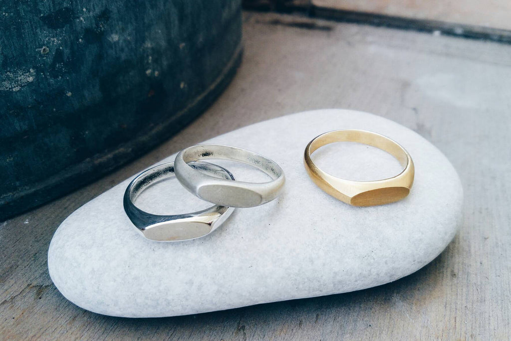 Narrow Oval Silver Signet Ring