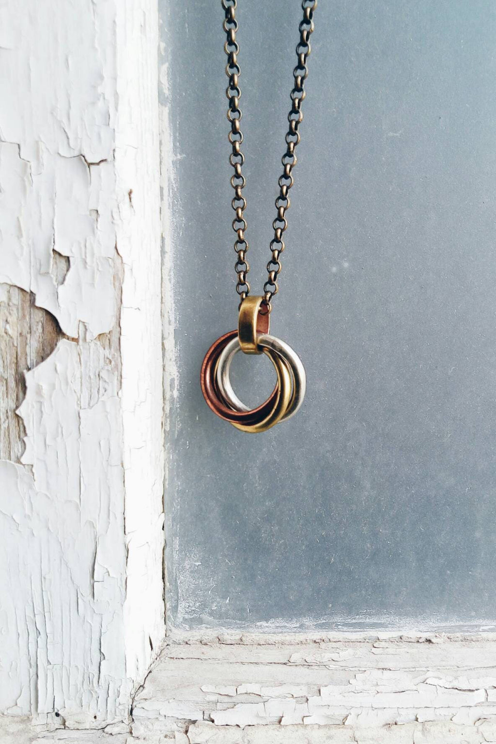 Tri-Color Woven Ring Pendant