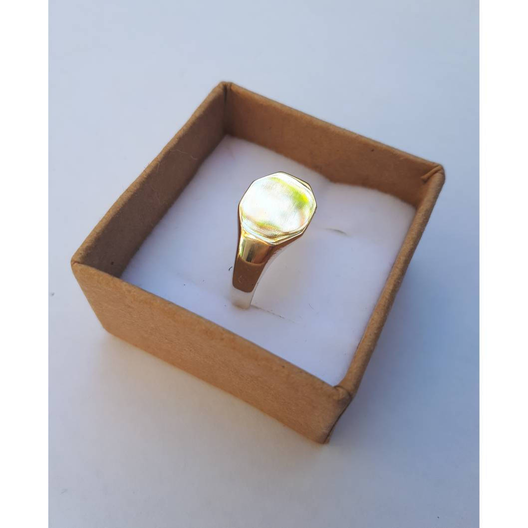 14k Gold Octagon Signet Ring | Unisex Classic Ring | Clean-Cut Pinky Ring for Men & Women