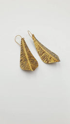 Artisan Crafted Lightweight Leaf Earrings – Oxidized Brass in Boho Style