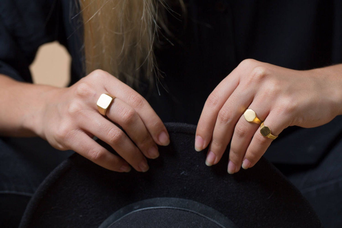 14k Gold Octagon Signet Ring