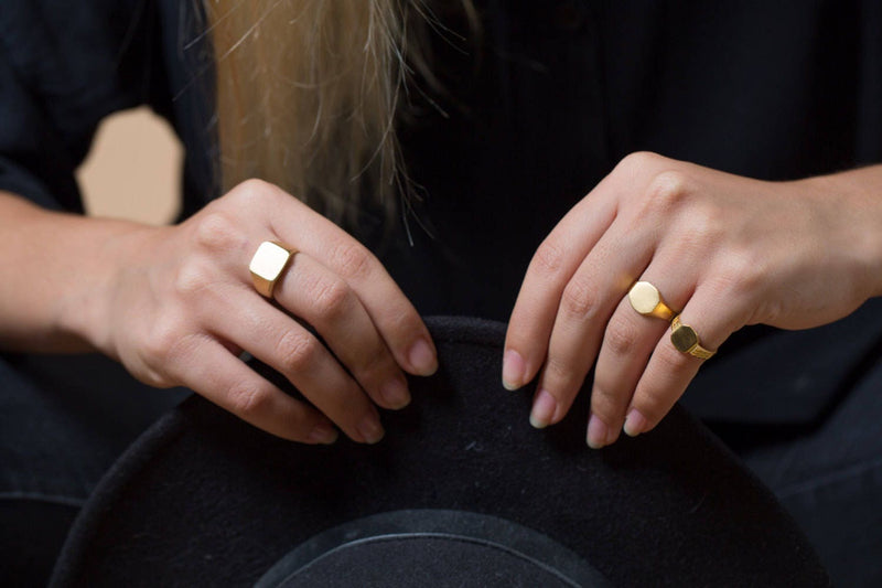 14k Gold Octagon Signet Ring