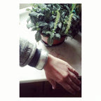 Wide Sterling Silver Statement Bangle - Oxidized Antique Silver - Minimalist Plain Wide Bracelet