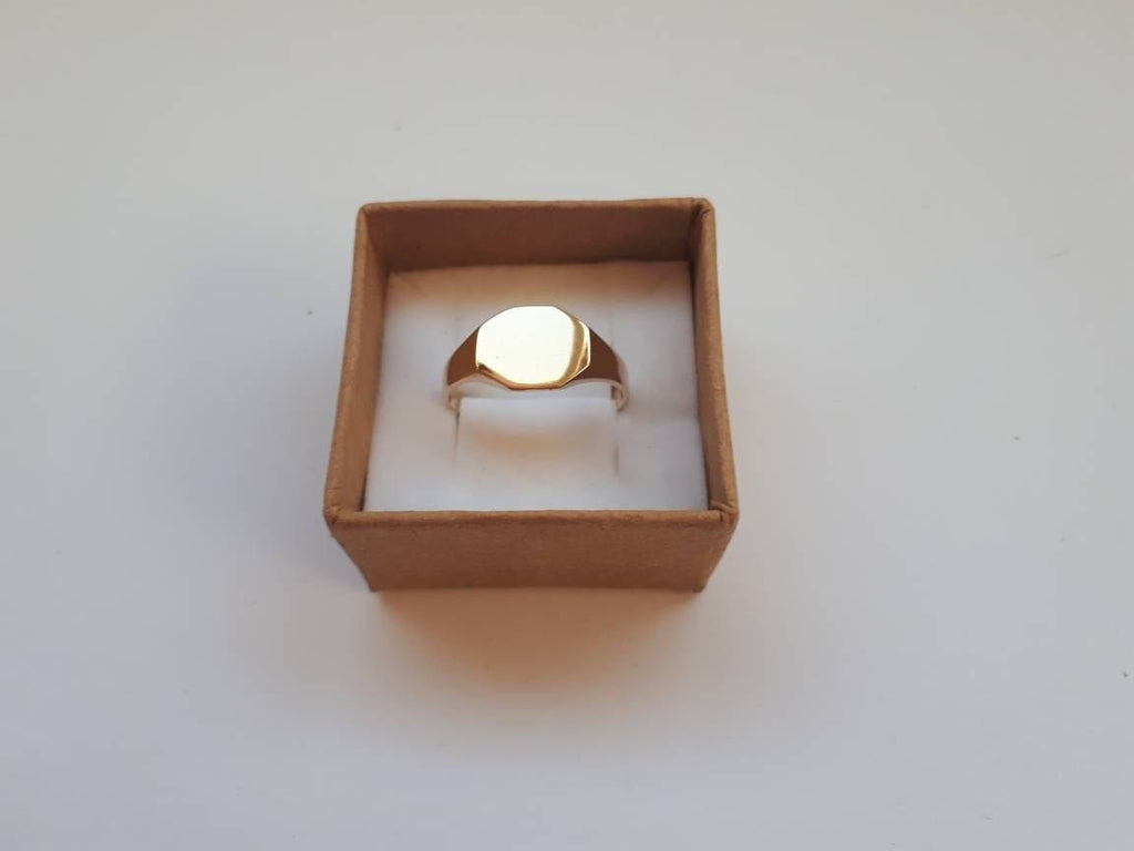 14k Gold Octagon Signet Ring | Unisex Classic Ring | Clean-Cut Pinky Ring for Men & Women