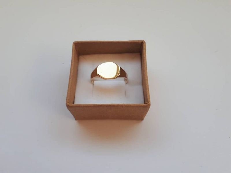 14k Gold Octagon Signet Ring
