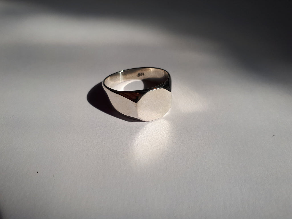 Big octagon signet ring for men and women.