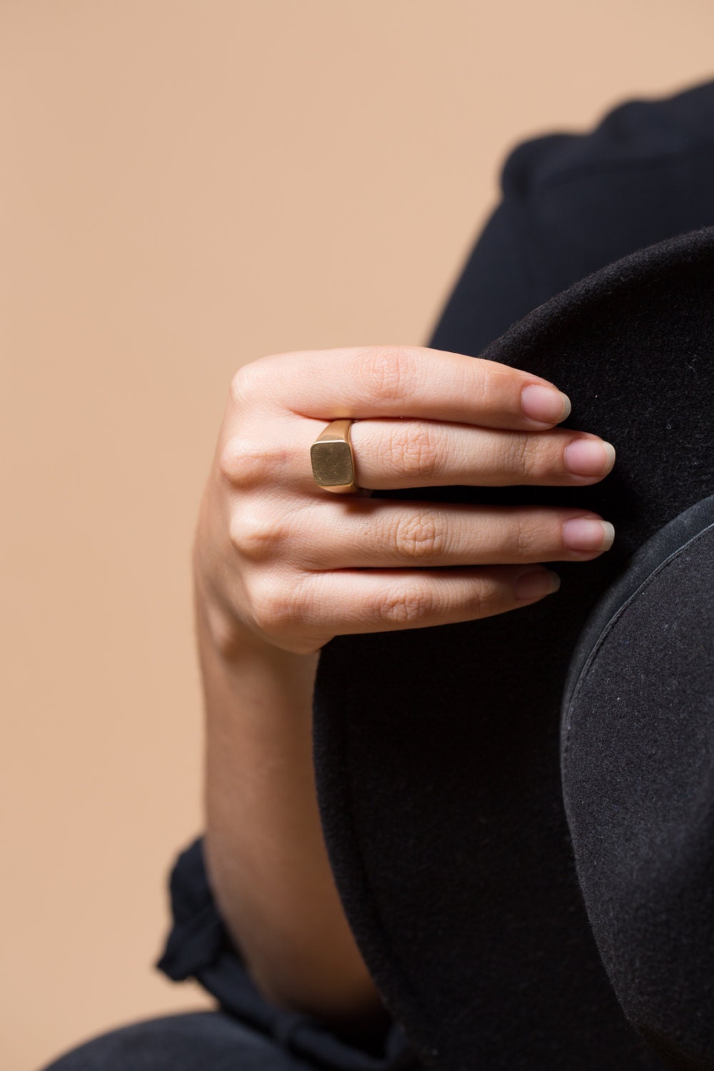 Minimalist Square Signet Ring – Handcrafted unisex style