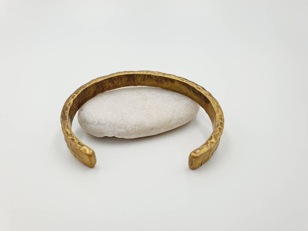 Heavy 3mm Solid Brass Cuff - Hand-Forged & Hammered Unisex Bangle