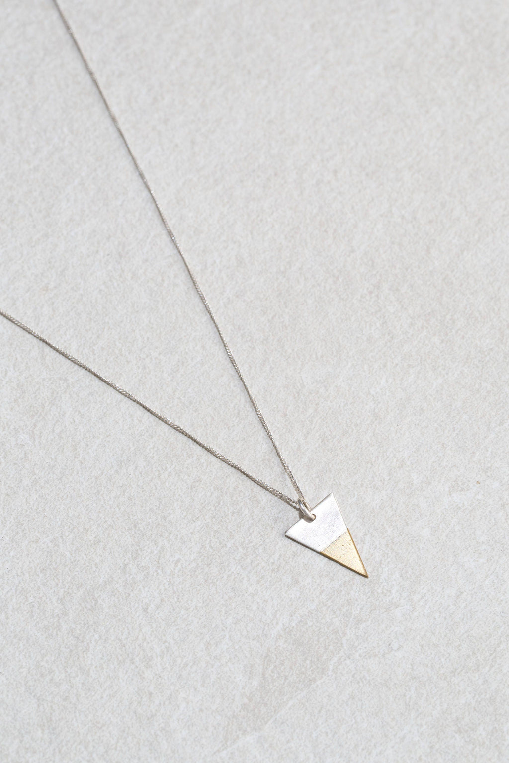 Small Triangle Pendant Necklace | Unisex Mixed Metals Silver & Brass