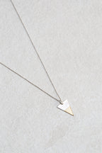 Small Triangle Pendant Necklace | Unisex Mixed Metals Silver & Brass