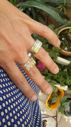 Rectangle Sterling silver and brass -mixed metals signet ring for men and womenv- designer signet