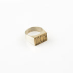 Rectangle Sterling silver and brass -mixed metals signet ring for men and womenv- designer signet