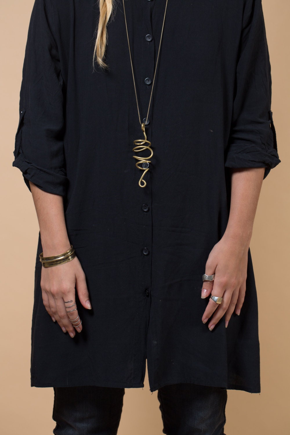 Large Spiral Pendant Necklace