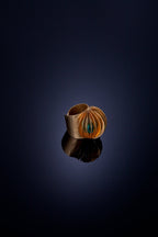 Sculptural Gold Statement Ring with Glass Bead | Adjustable Bold Art Jewelry | Handmade Unique Design