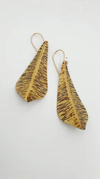 Artisan Crafted Lightweight Leaf Earrings – Oxidized Brass in Boho Style