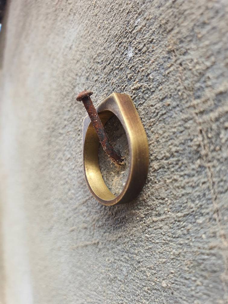 Brass narrow rectangle signet ring for men and women, pinky ring.