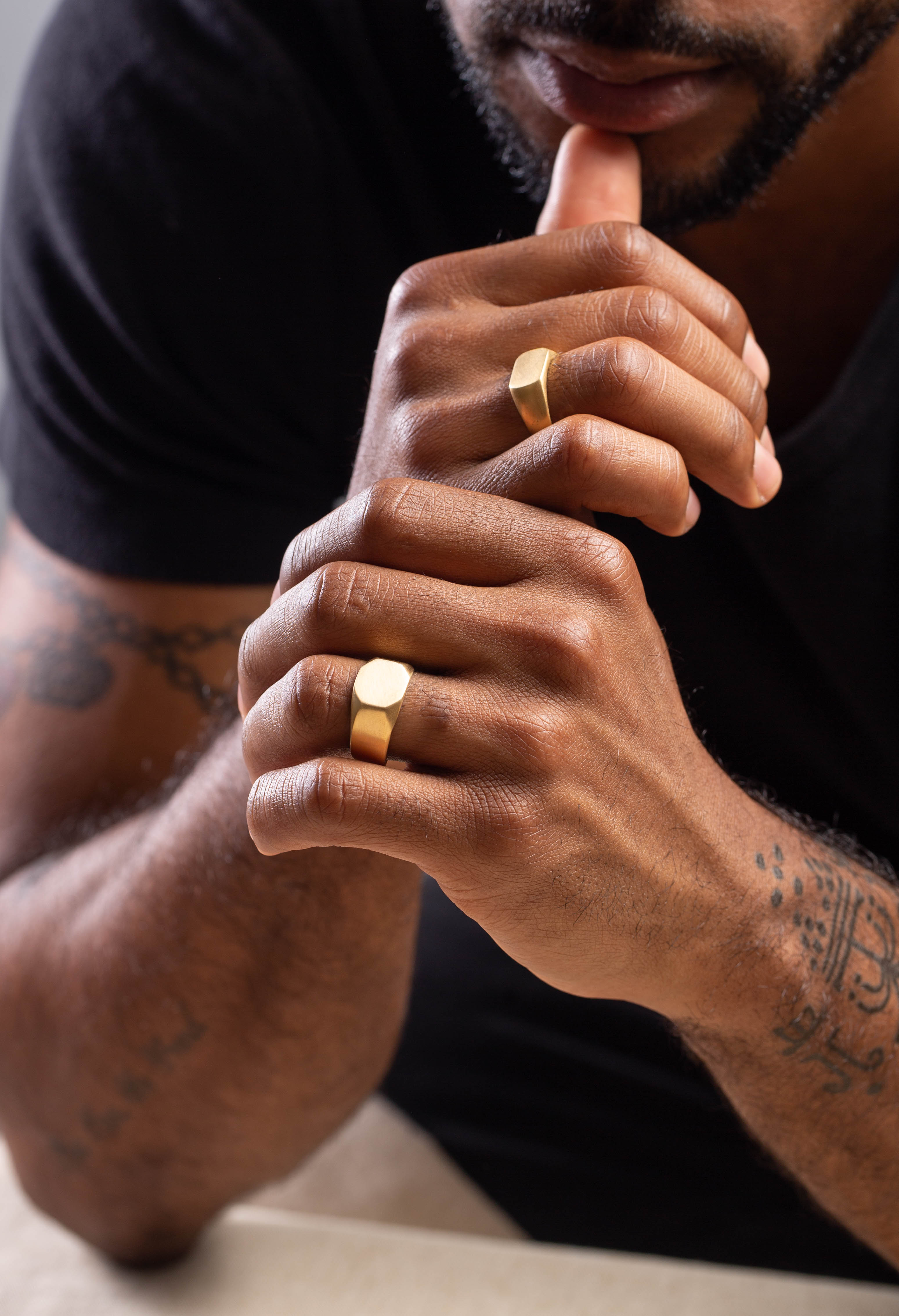 Big octagon signet ring for men and women.