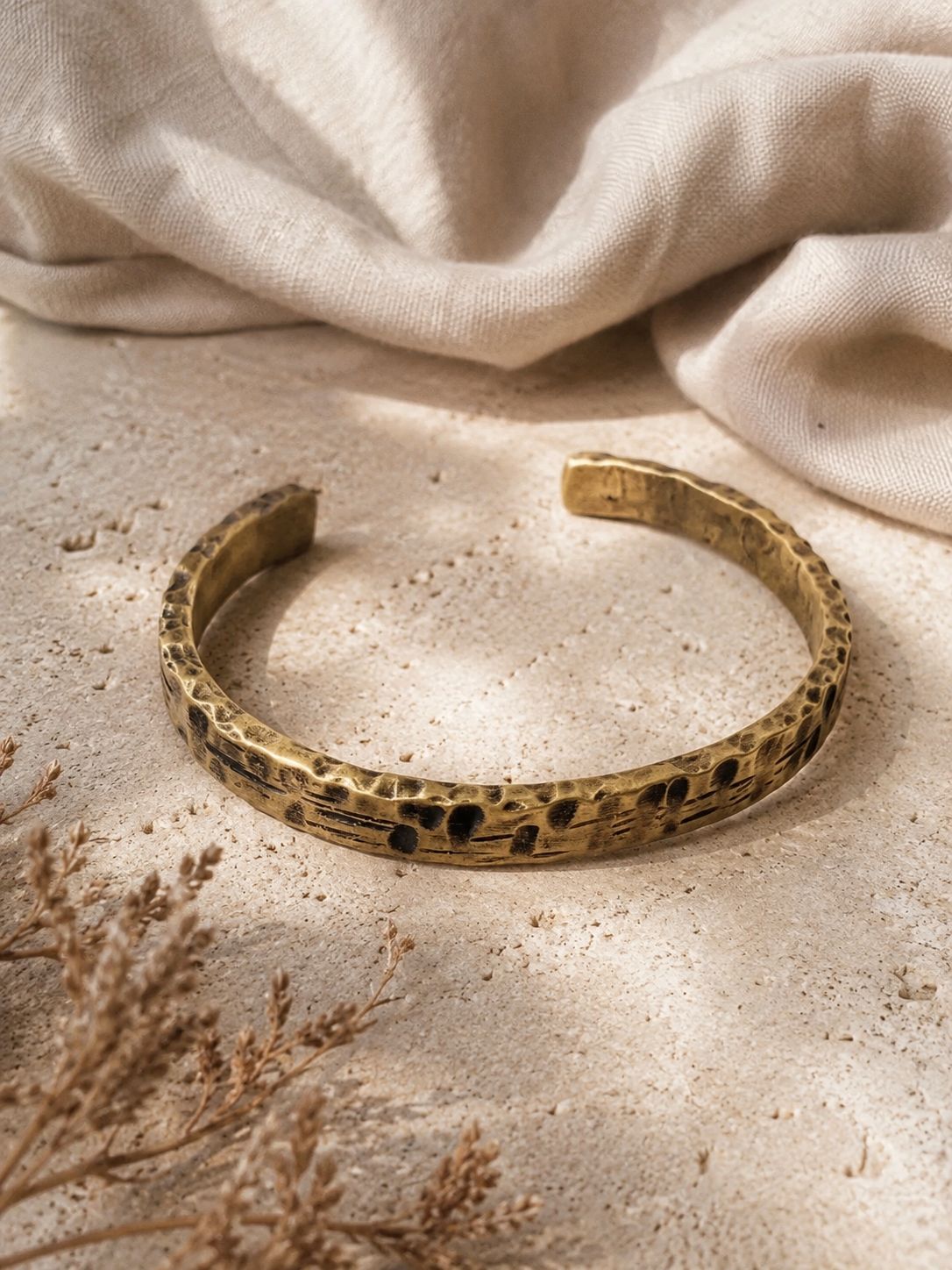 Hammered leopard Brass Cuff