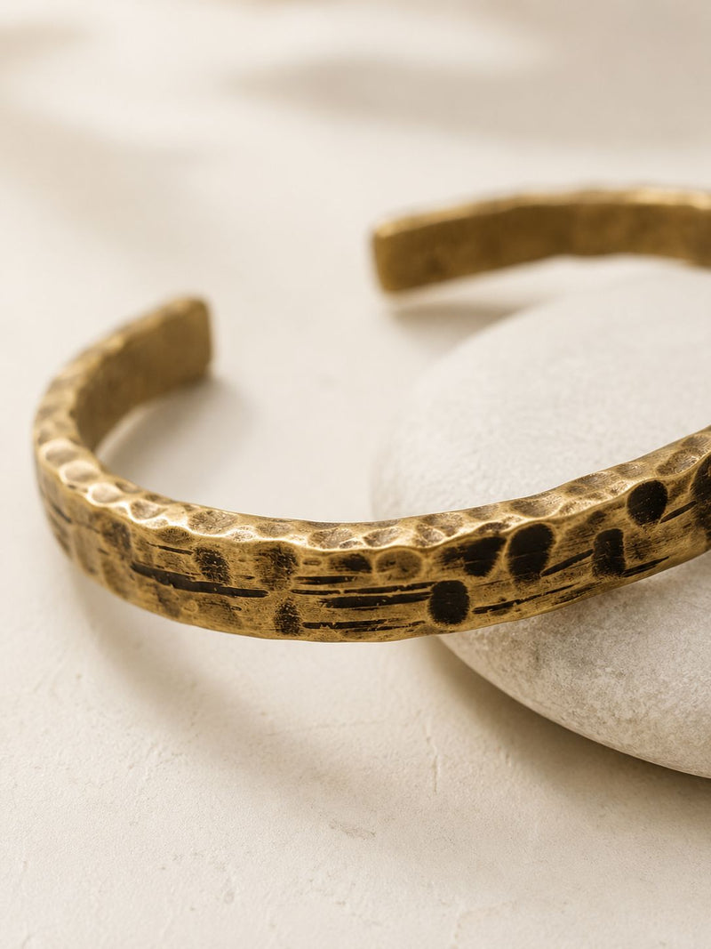 Hammered leopard Brass Cuff