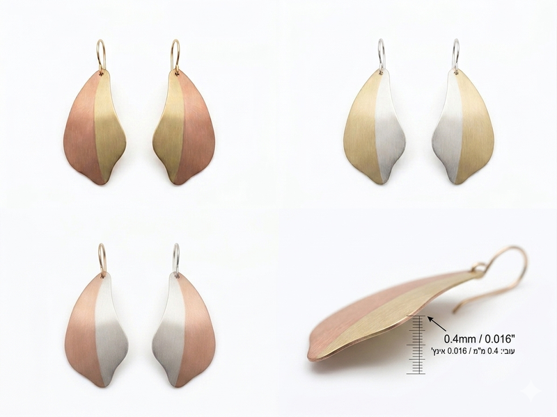 2 tone leaf light Earrings