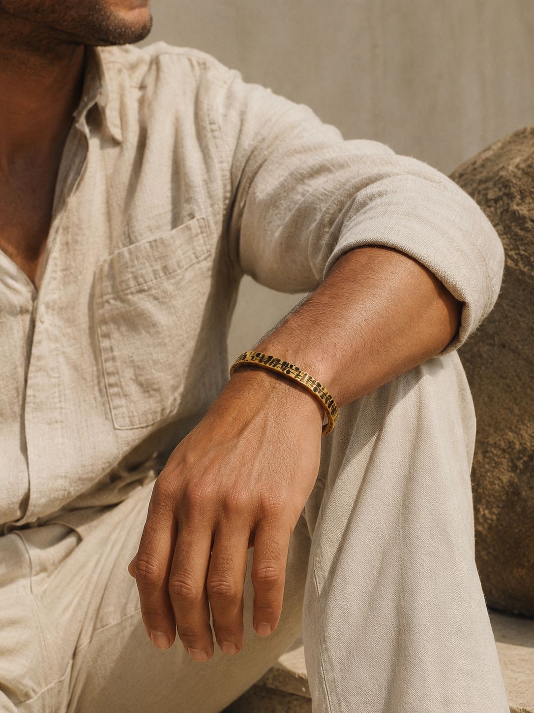Hammered leopard Brass Cuff