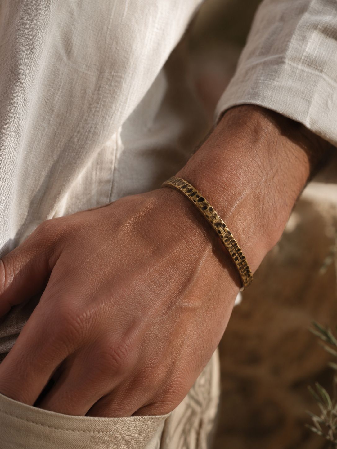 Hammered leopard Brass Cuff