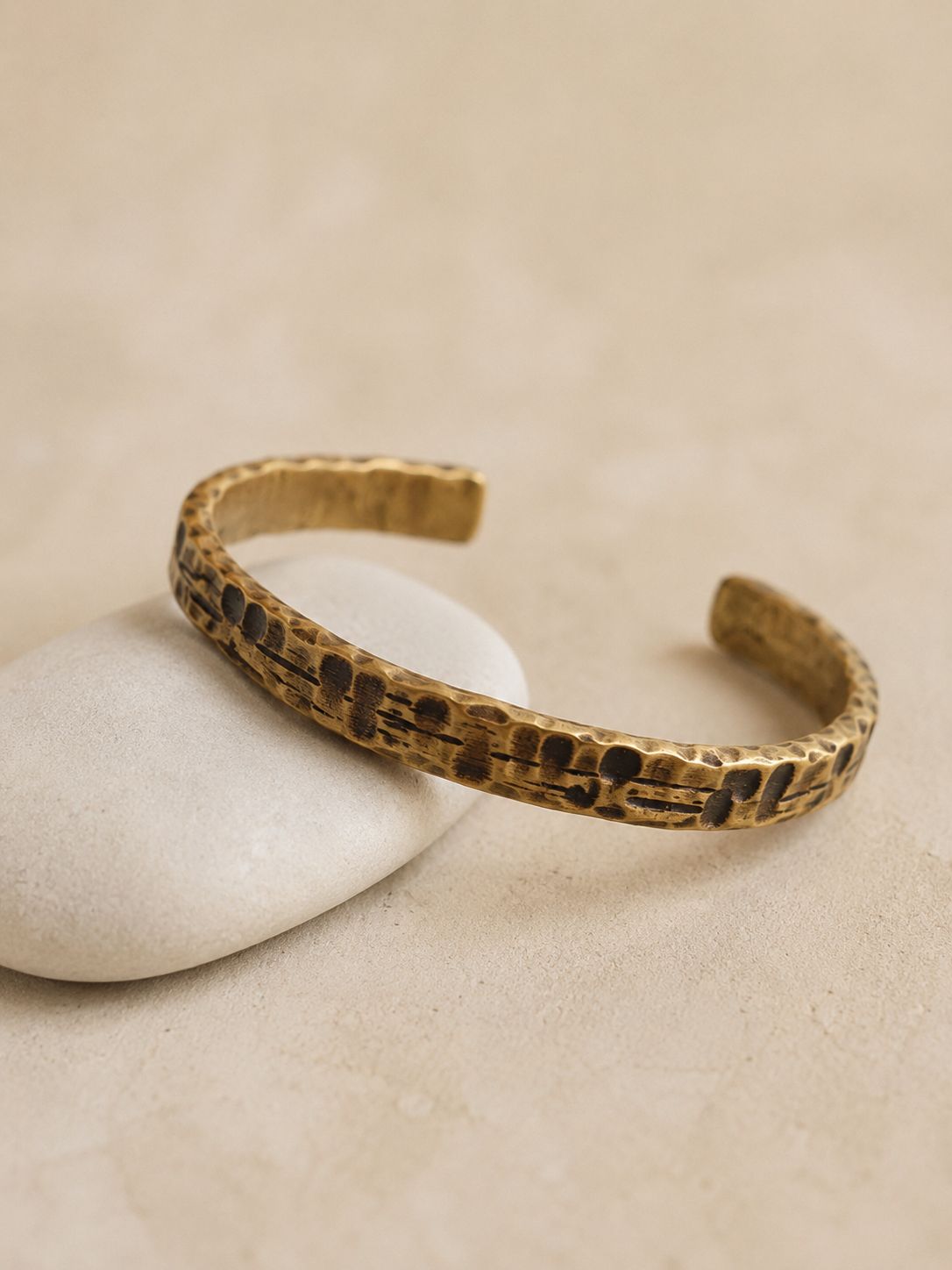 Hammered leopard Brass Cuff