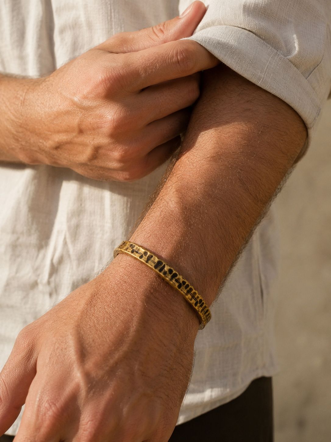 Hammered leopard Brass Cuff