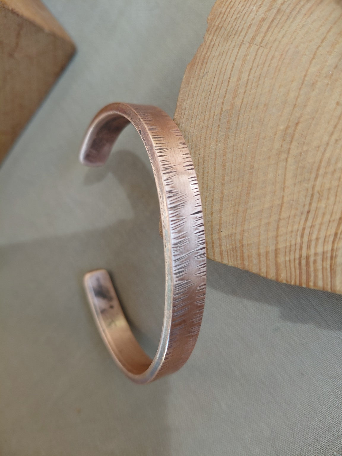 Open copper cuff bracelet with rounded ends