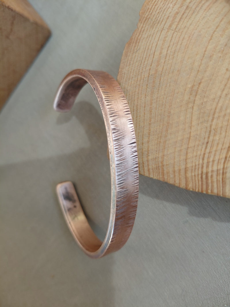 Open copper cuff bracelet with rounded ends