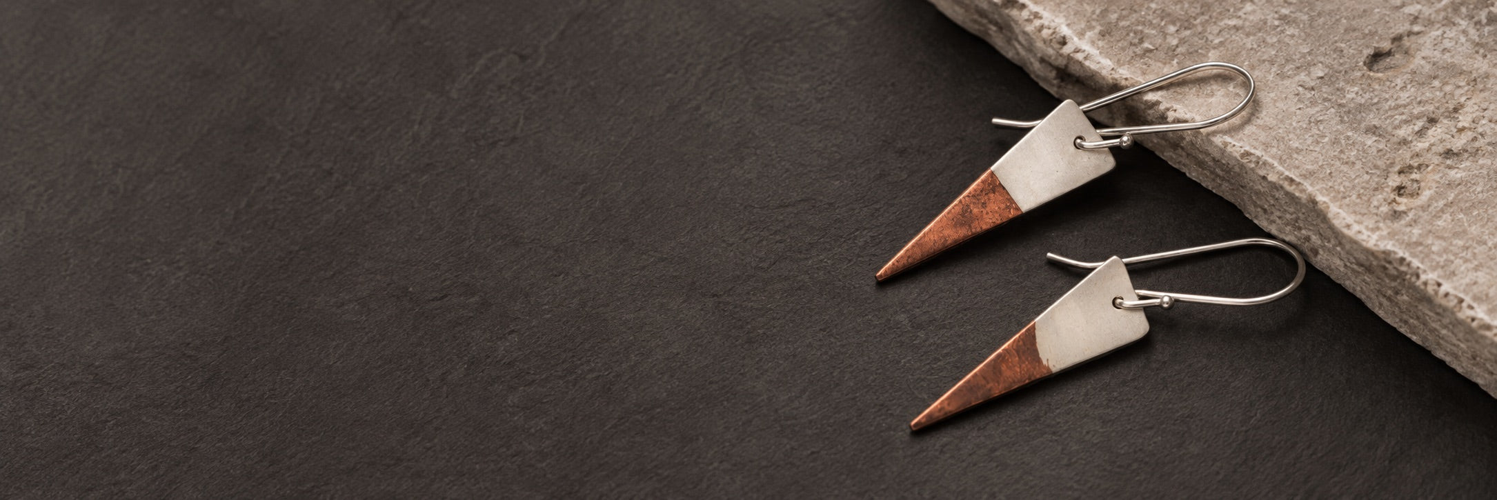 2 tone Triangle Earrings