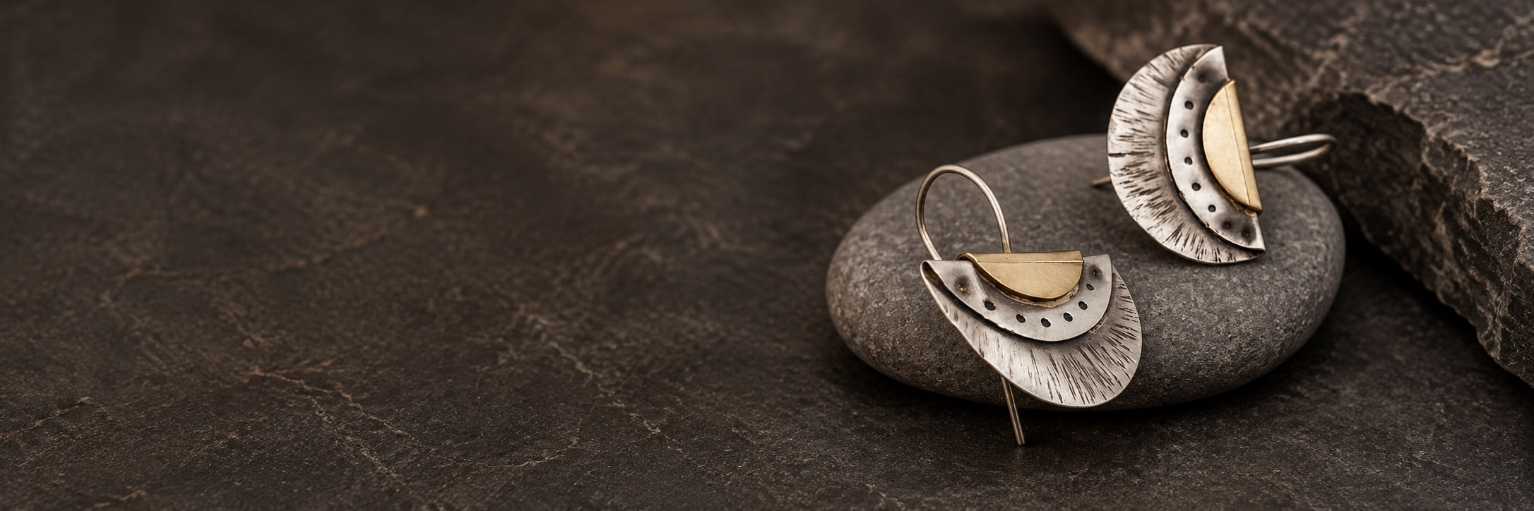 Art Deco Fan Mixed Metal Earrings
